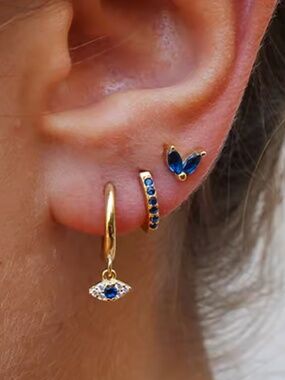 Zircon Evil Eye Hoop Earring Set